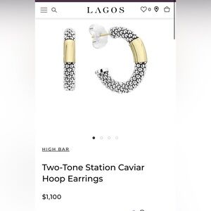 Lagos 18k and silver 28mm hoop earrings